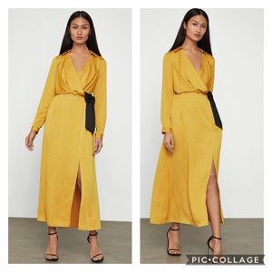 $298 BCBGMaxAzria Satin Polka Dot Sash Dress
